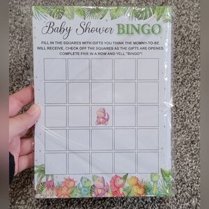 Baby Shower Bingo Game with Dinosaur Design